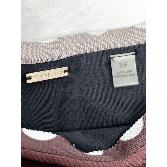 T Tahari Polka Dot Midi Dress Size S Sharkbite Hem Mesh Overlay Retro Pinup Girl - Picture 9 of 12